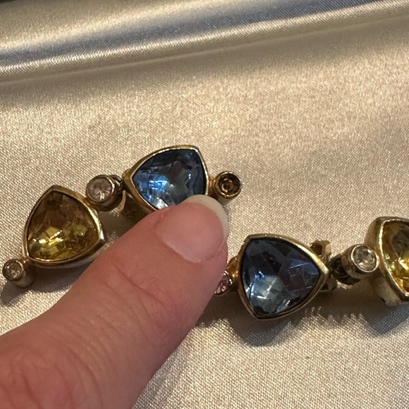 Christian Dior vintage colored rhinestone gold tone earrings - Picture 3 of 10